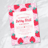 Invitation Berry First Strawberry 1ère fête d'anniversaire