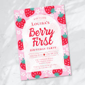 Invitation Berry First Strawberry 1ère fête d'anniversaire
