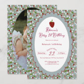 Invitation Berry First Strawberry 1st Birthday Photo (Devant / Derrière)