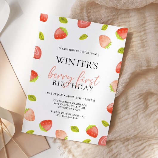 Invitation Berry First Strawberry Anniversaire