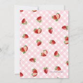 Invitation Berry First Strawberry Birthday with Pink Gingham (Dos)