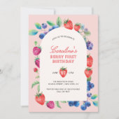 Invitation Berry First Strawberry Blueberry Anniversaire (Devant)
