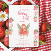 Invitation Berry First Strawberry Fairy 1er Anniversaire fête