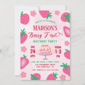 Invitation Berry First Strawberry fête d'anniversaire (Devant)
