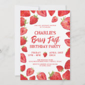 Invitation Berry First Strawberry Girl 1er anniversaire fête (Devant)
