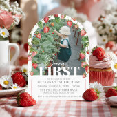 Invitation Berry First Strawberry Photo 1ère fête d'anniversa