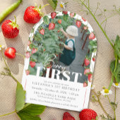 Invitation Berry First Strawberry Photo 1ère fête d'anniversa
