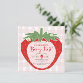 Invitation Berry First Strawberry Sweet Photo 1st Birthday (Debout devant)