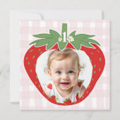Invitation Berry First Strawberry Sweet Photo 1st Birthday (Dos)