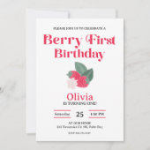 Invitation Berry First Strawberry Theme Girls 1er Party (Devant)