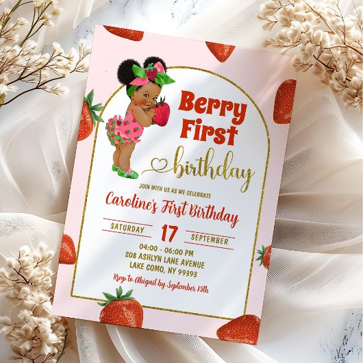 Invitation Berry First Summer Premier Anniversaire fraise