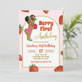 Invitation Berry First Summer Premier Anniversaire fraise (Debout devant)