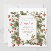 Invitation Berry First Vintage Strawberry Girl 1er anniversai (Devant)