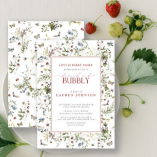 Invitation Berry Fleur sauvage Brunch et Bubbly Fête des mari