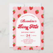 Invitation Berry fraise 1er anniversaire Photo (Devant)