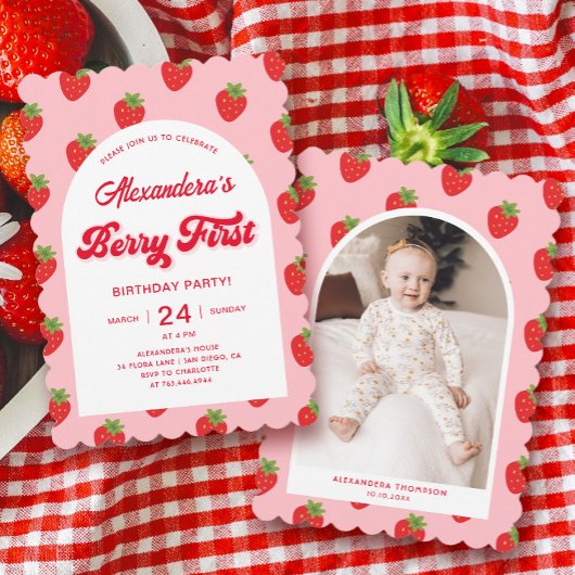 Invitation Berry fraise 1er anniversaire Photo
