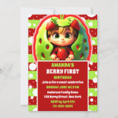 Invitation Berry fraise 3D Premier anniversaire (Devant)