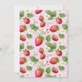 Invitation Berry fraise Baby shower blanc rouge rose doux (Dos)