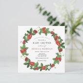 Invitation Berry fraise Baby shower sucré (Debout devant)