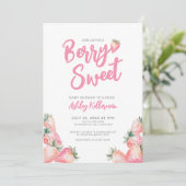 Invitation Berry fraise Baby shower sucré (Debout devant)