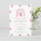 Invitation Berry fraise Baby shower sucré (Debout devant)