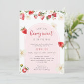Invitation Berry fraise Baby shower sucré (Debout devant)