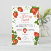 Invitation Berry fraise Baby shower sucré (Debout devant)
