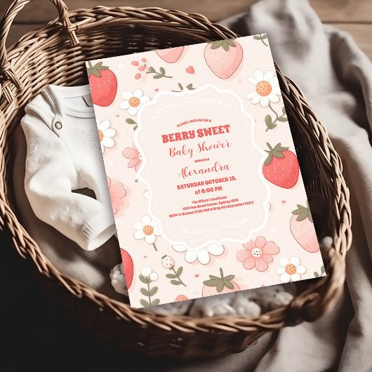Invitation Berry fraise Baby shower sucré