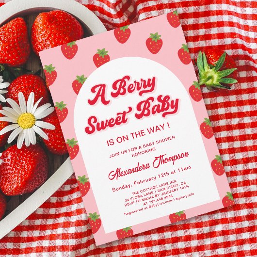Invitation Berry fraise Baby shower sucré