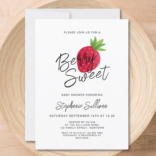 Invitation Berry fraise Baby shower sucré