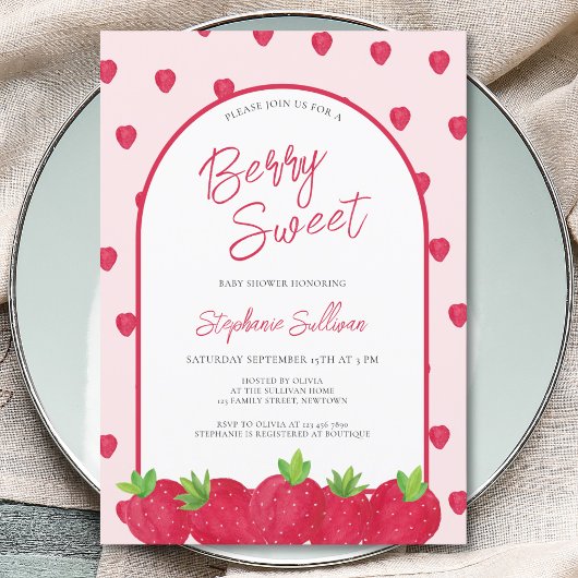 Invitation Berry fraise Baby shower sucré