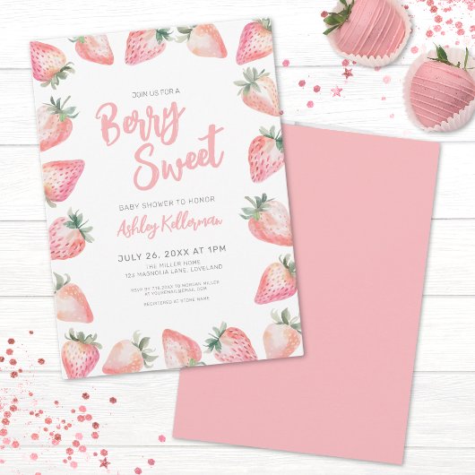 Invitation Berry fraise Baby shower sucré