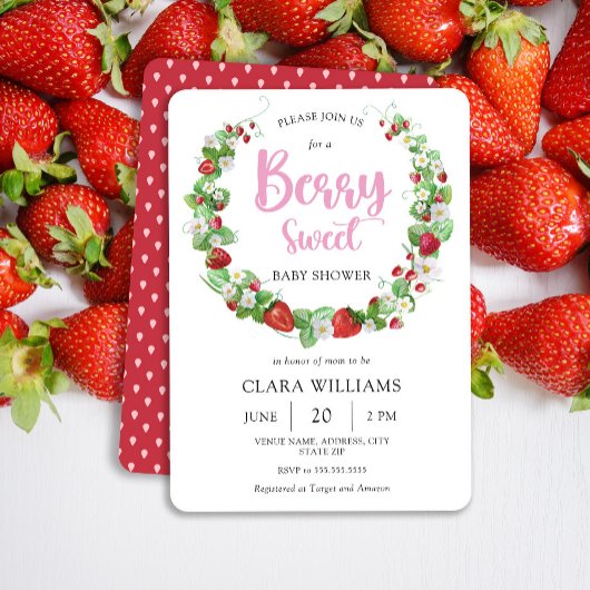 Invitation Berry fraise Baby shower sucré