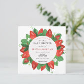 Invitation Berry fraise Baby shower sucré (Debout devant)