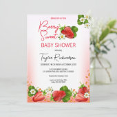 Invitation Berry fraise Baby shower sucré (Debout devant)