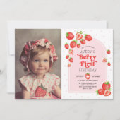 Invitation Berry fraise Boho 1er anniversaire Photo (Devant)