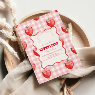Invitation Berry fraise Boho doux 1er anniversaire