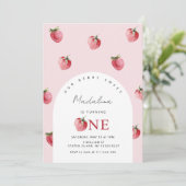 Invitation Berry fraise douce fille premier anniversaire (Debout devant)