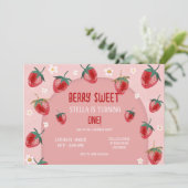 Invitation Berry fraise minimaliste Premier anniversaire (Debout devant)