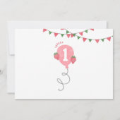 Invitation Berry fraise minimaliste Premier anniversaire (Dos)