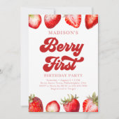 Invitation Berry fraise moderne Premier anniversaire (Devant)