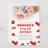 Invitation Berry fraise modifiable 1er anniversaire Invitatio (Devant)