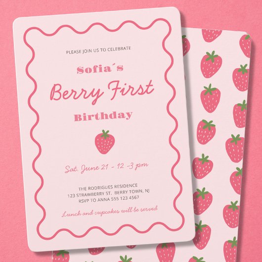 Invitation Berry fraise Premier 1er anniversaire