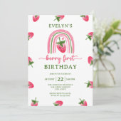 Invitation Berry fraise Premier 1er anniversaire (Debout devant)