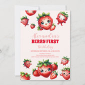 Invitation Berry fraise Premier anniversaire (Devant)