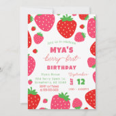 Invitation Berry fraise Premier anniversaire (Devant)