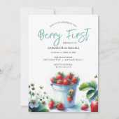 Invitation Berry fraise Premier anniversaire (Devant)