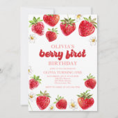 Invitation Berry fraise Premier anniversaire (Devant)