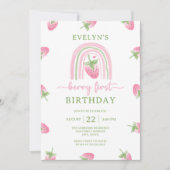Invitation Berry fraise Premier anniversaire (Devant)