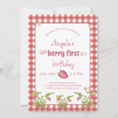 Invitation Berry fraise Premier anniversaire (Devant)